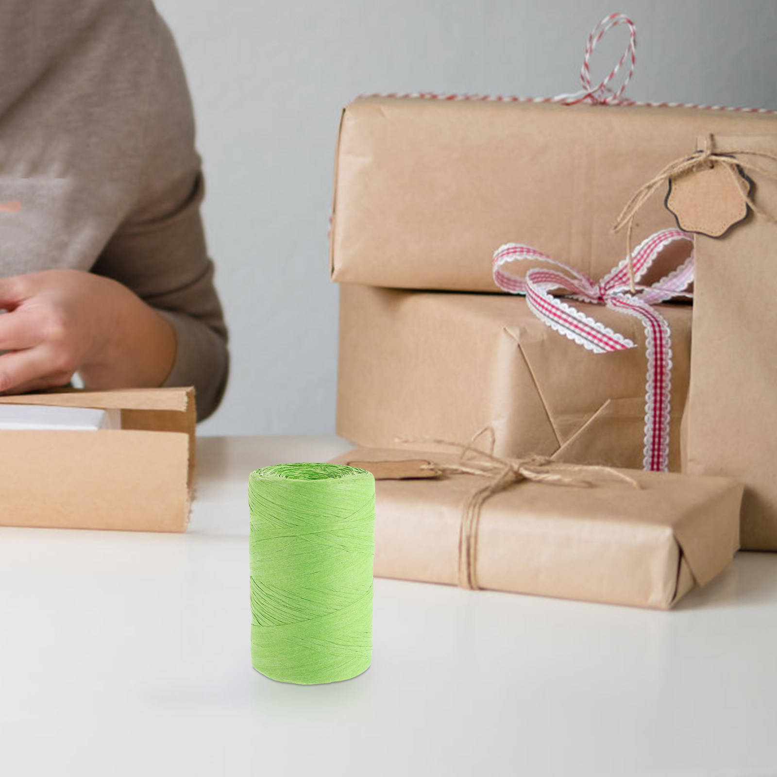 Papercraft Supply Ribbon - 색상 있는 라피아 종이 끈 평면