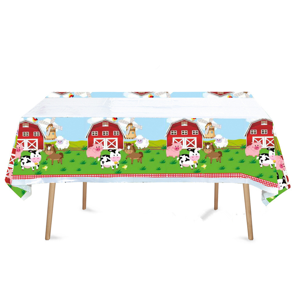 Table Cloth Disposable - 농장 동물 파티 테이블보 농가 일회용
