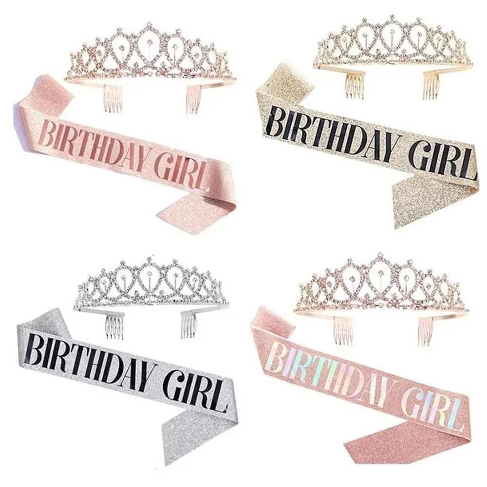 Birthday Sash Glitter - 2개/세트 새 글리터 생일 파티 왕관