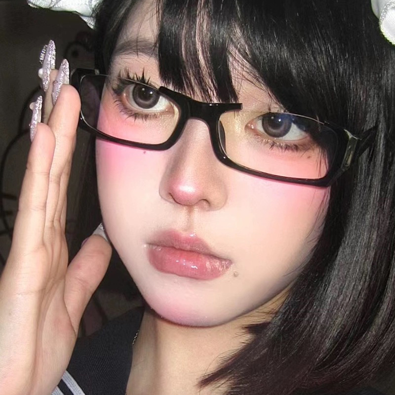 Photo Booth Frame - Y2K 블랙 하프 프레임 안경 여성