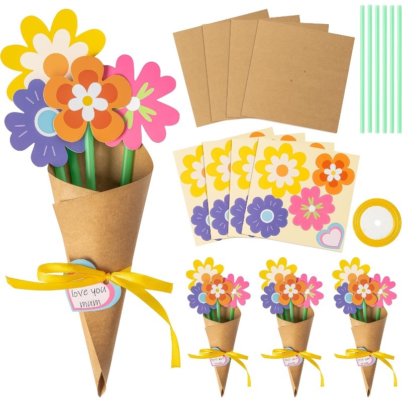 Papercraft Supply Ribbon - 100Pcs DIY 꽃 꽃다발 키트 종이