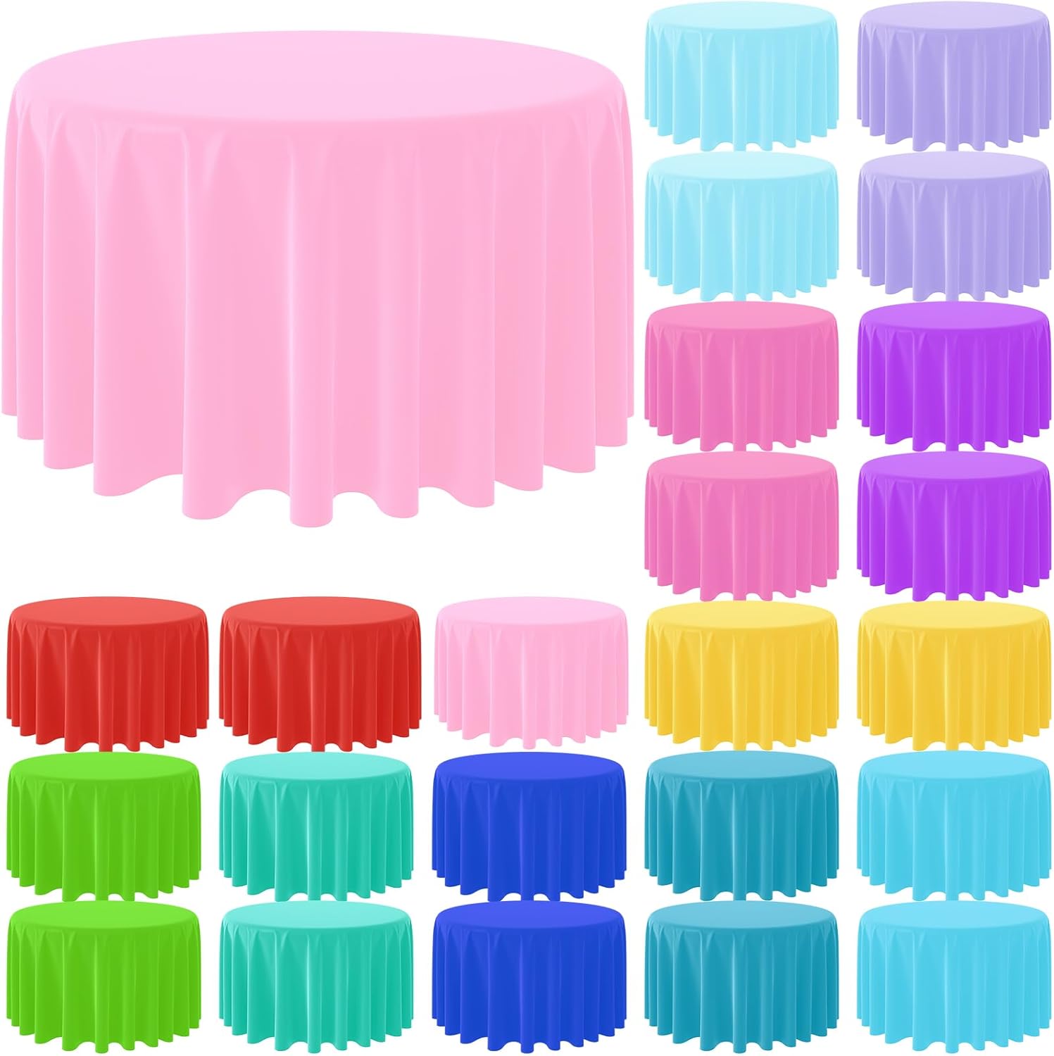 Table Cloth Disposable - 일회용 라운드 솔리드 컬러 테이블 천으로