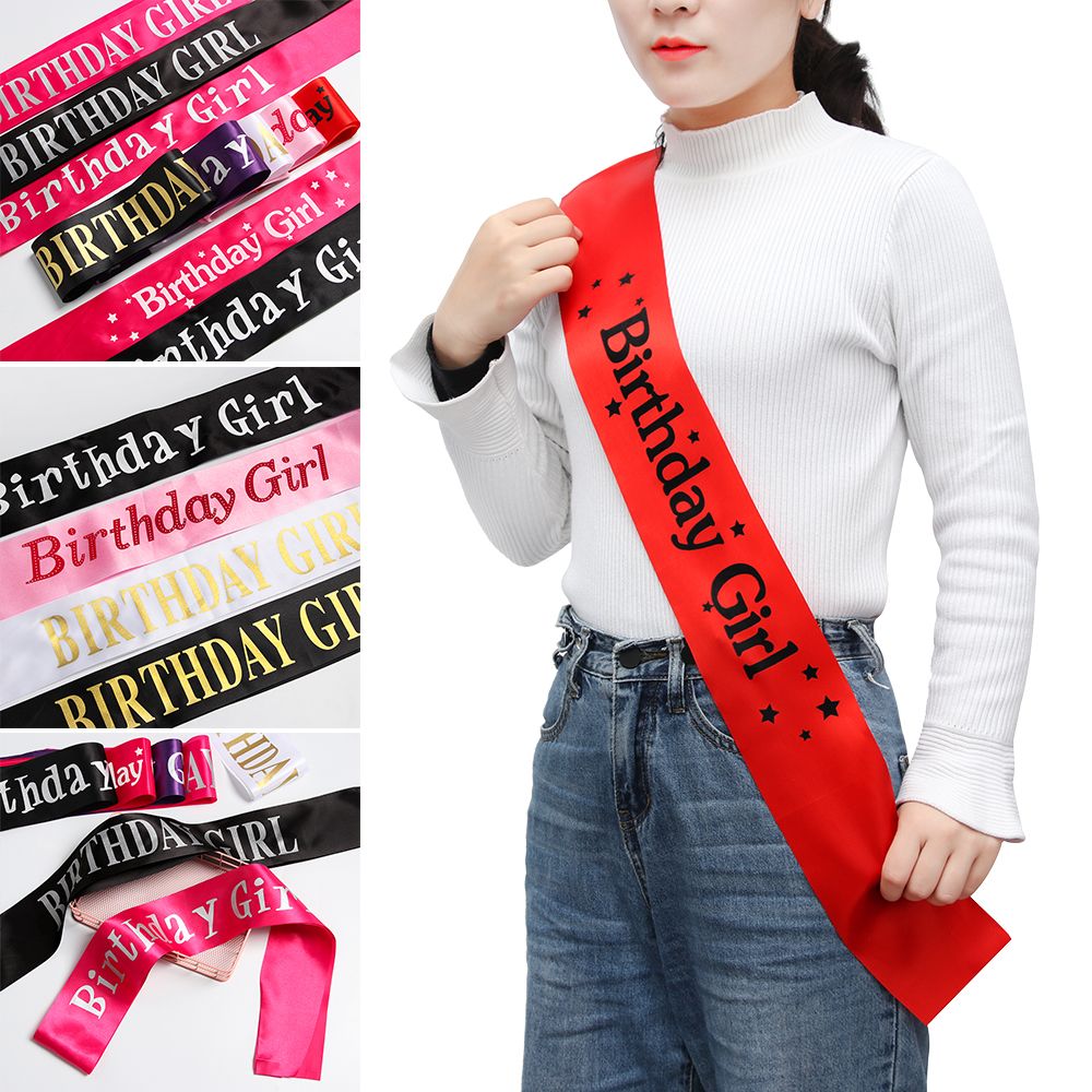 Birthday Sash Glitter - 생일 소녀 반짝이 새틴 새시 리본,