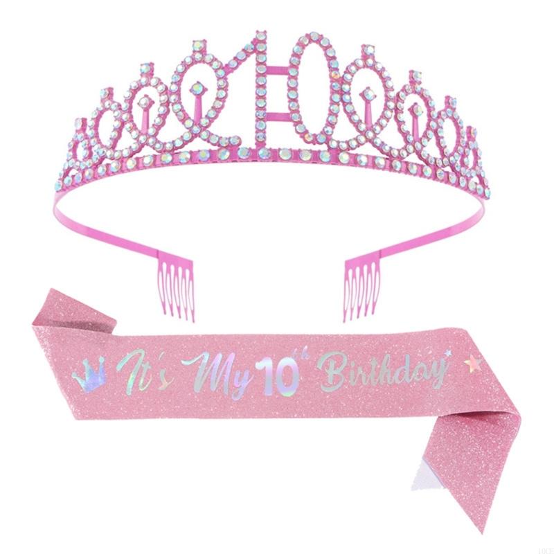 소녀 파티 여왕 액세서리를 위한 반짝이는 핑크색 생일  - Birthday Sash Glitter 리뷰 및 가격