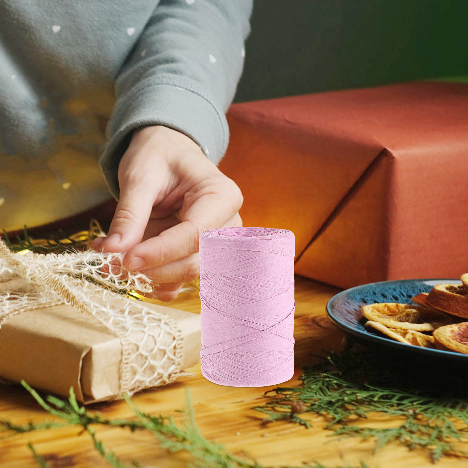 색상 있는 라피아 종이끈 평면 리본 포장용 꽃 포장 베 - Papercraft Supply Ribbon 리뷰 및 가격