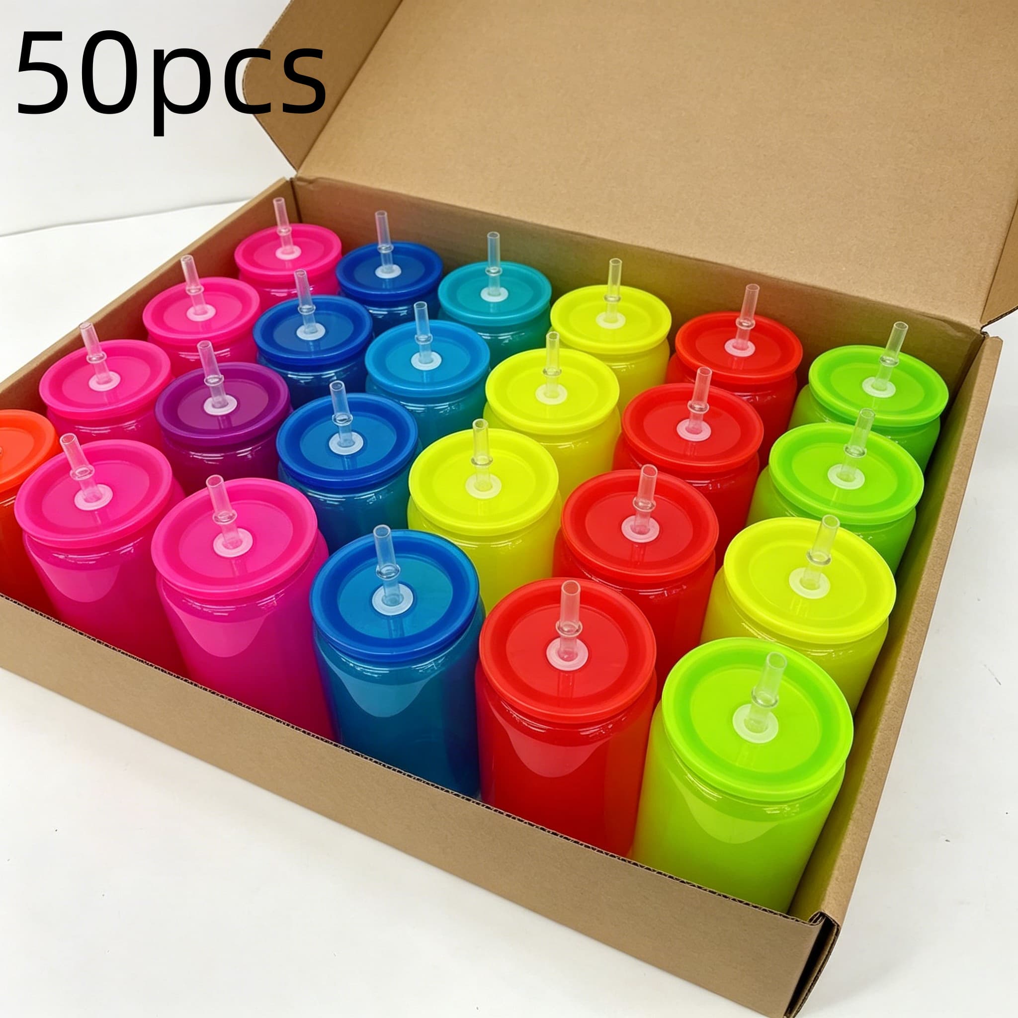 50개입 미국 창고 16온스 네온 형광 플라스틱 병 컵 - Plastic Cup 50Pcs 리뷰 및 가격