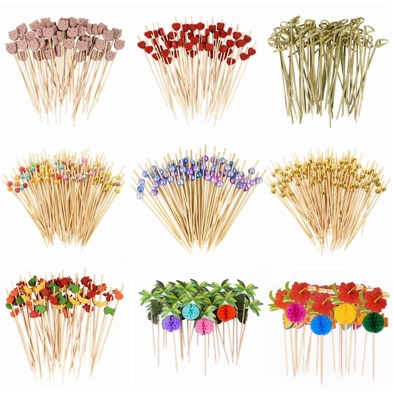 50/100pcs 귀여운 곰 심장 구슬 대나무 과일 스 - Centerpiece Stick 리뷰 및 가격