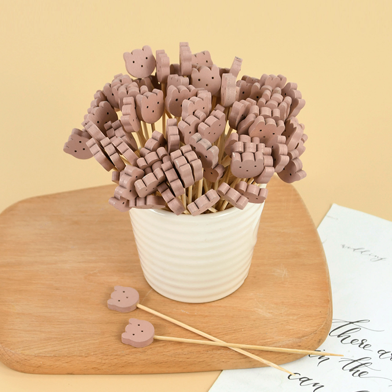 50/100pcs 귀여운 곰 심장 구슬 대나무 과일 스 - Centerpiece Stick 리뷰 및 가격